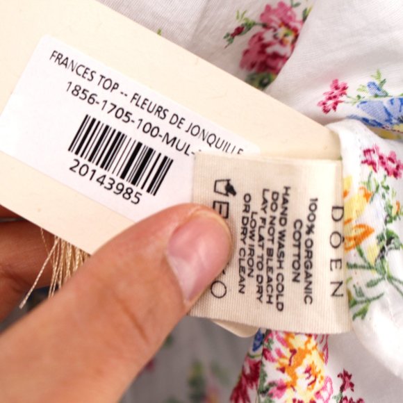 Doen Frances Top Fleurs De Jonquille White Organic Cotton Lace Trim Medium M NEW - Picture 8 of 8